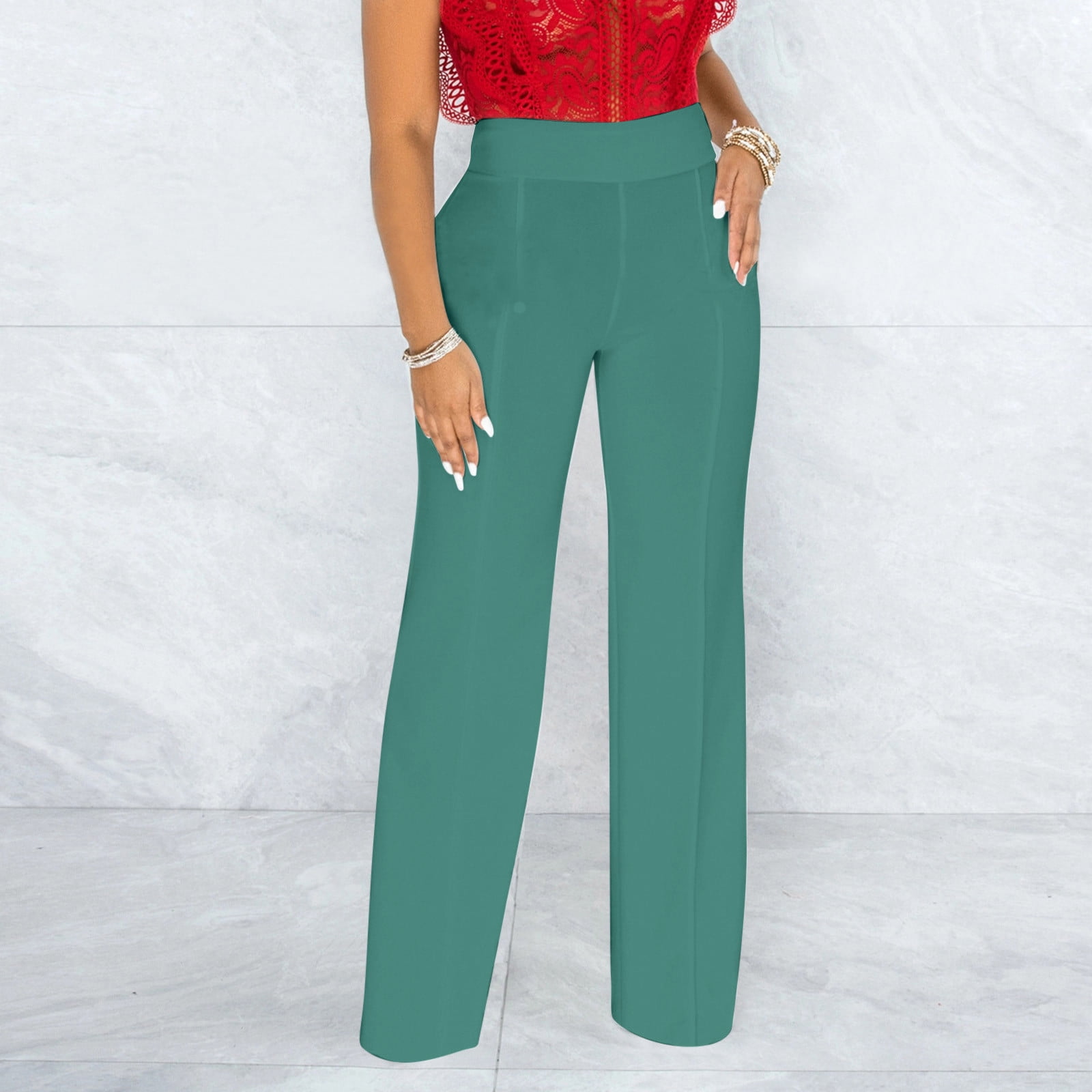 dark green dress pants womens Pleated WIDE Leg Dress Pants for Tall Women in Midnight Green 10 / Extra Tall / Midnight Green