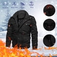 thumbnail image 1 of MRULIC parka  men Men's Winter Hooded  Large Size Outwear Muli-pockets Fit Snap Overcoat Outdoor Warm Soft CoatMen's Parkas Black + 3XL, 1 of 8