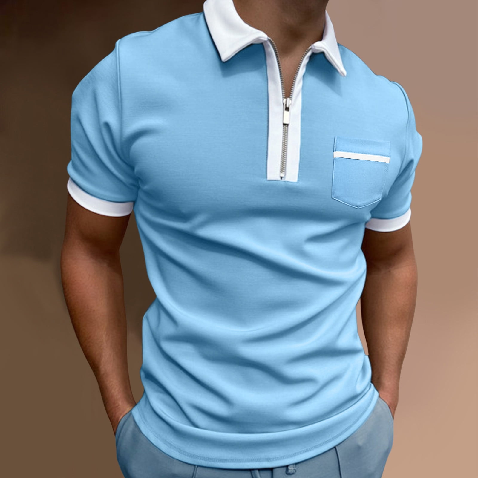 MRULIC polo shirts for men Male Summer Solid Print T Shirt