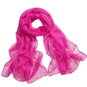 MRULIC scarfs for women Thin Scarves Scarf Chiffon Women Soft Lady Girls Wrap Shawl Beach Long Scarf Hot Pink + One size