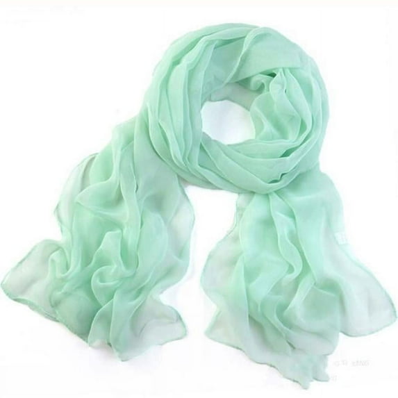 MRULIC scarfs for women Thin Scarves Scarf Chiffon Women Soft Lady Girls Wrap Shawl Beach Long Scarf Mint + One size