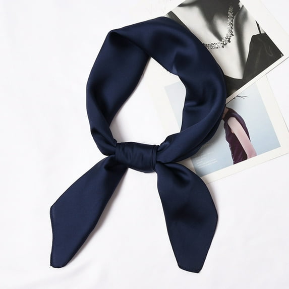 MRULIC scarfs for women Scarf Small Scarf Wind 70*70CM Small Scarf Silk Retro Simpled Small Decoration Women Scarf Seadscarf Scarf Navy Blue + One size