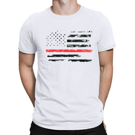 MRULIC shirts for men Men T Shirt Independence Day 3D Digital Printing Casual Basic Tee Tops Men Formal Shirts White + XXL
