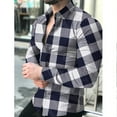 thumbnail image 1 of MRULIC shirts for men Mens Shirt Fashion Checkered Plaid Cross Matching Shirts Causal Button Shirt TopsMen Shirts Grey + L, 1 of 3