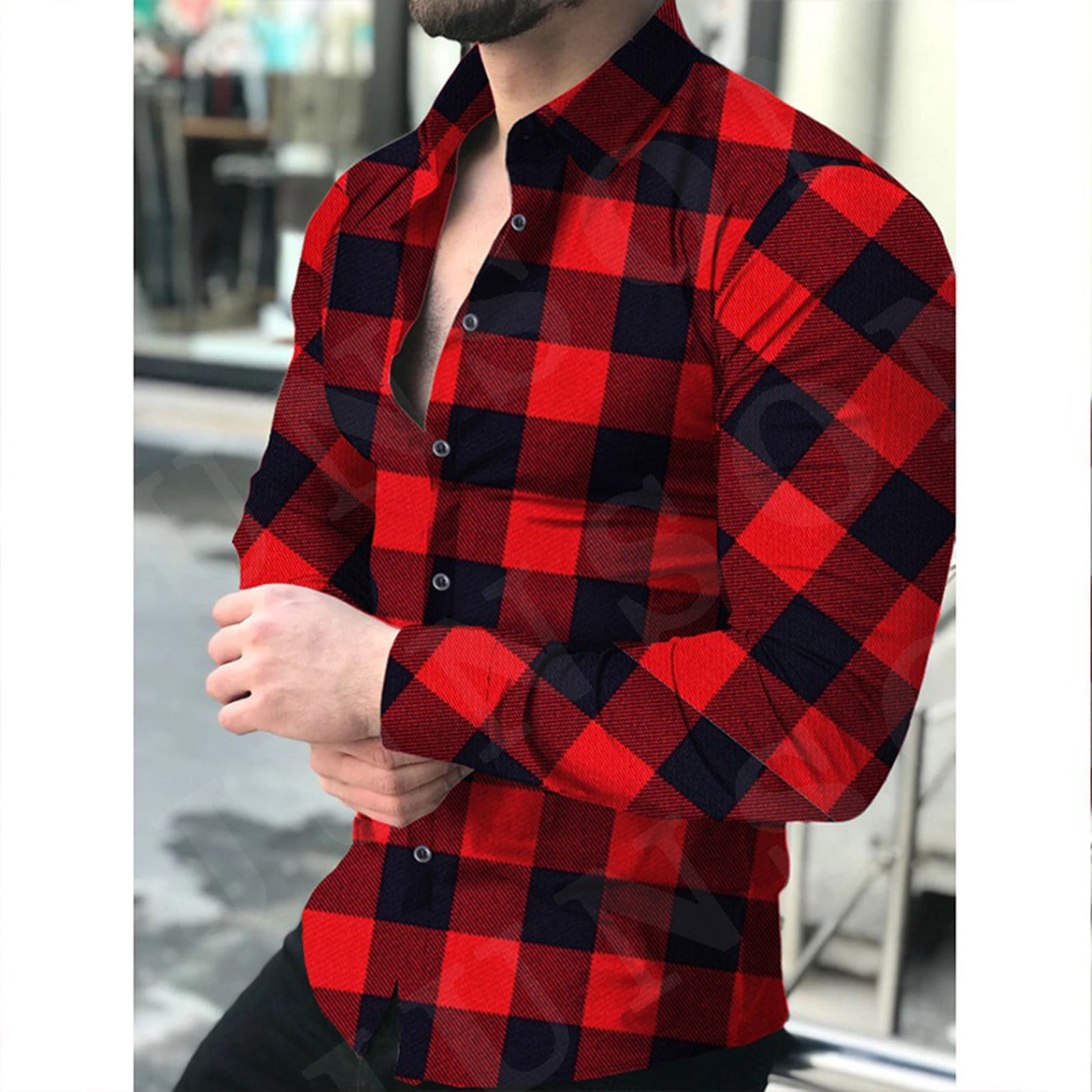 open lace back dress Red & Black Checkered SFP Flannel main image 1