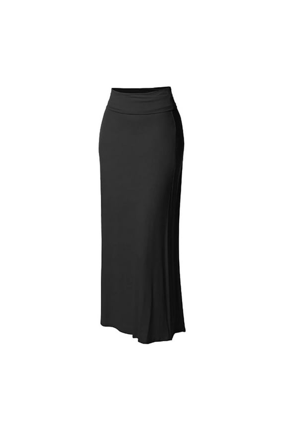 skirts for women Bodycon High Maxi Stitching Waist Lady's Skirt Comfort Long Solid Women Skirt Black + M