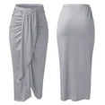 thumbnail image 1 of MRULIC skirts for women Maxi Solid Draped Slit High Elastic Women's Casual Skirt Wrap Waist Asymmetrical Skirt Grey + XL, 1 of 8