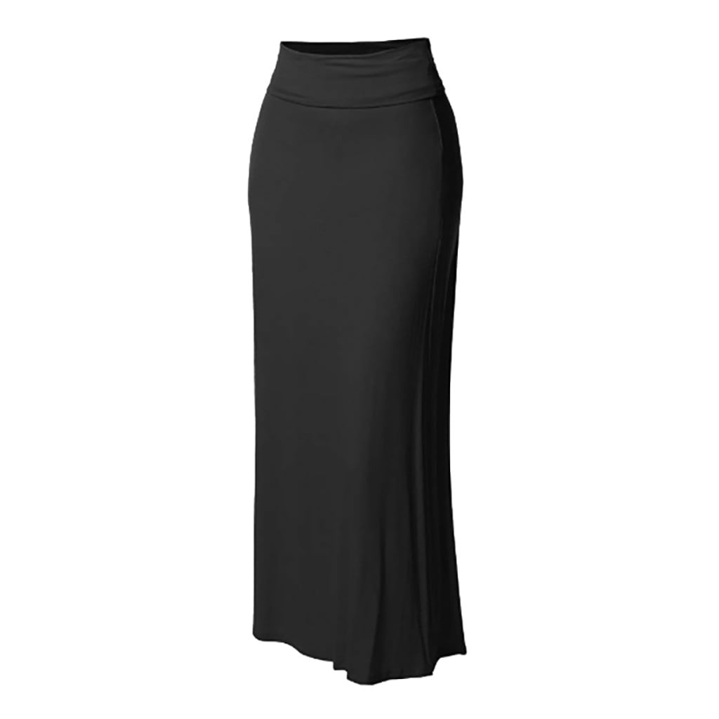MRULIC Women's High Waist Solid Bodycon Maxi Skirt, Comfortable
