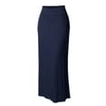 thumbnail image 1 of MRULIC skirts for women Women Lady's Solid High Waist Comfort Bodycon Stitching Long Maxi Skirt Navy Blue + M, 1 of 5
