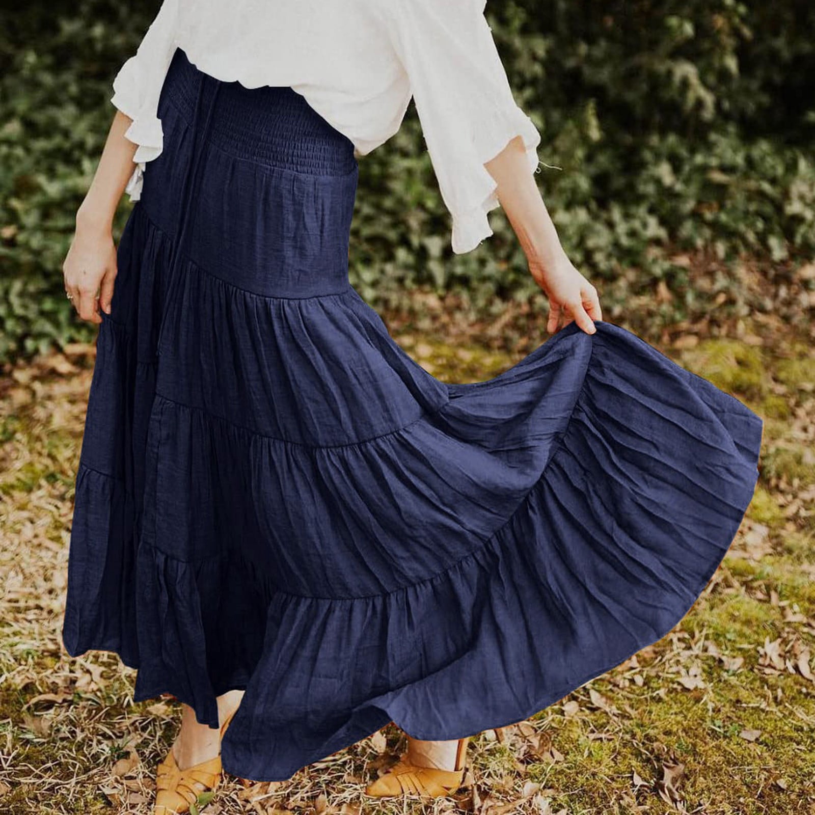 Irregular blue skirt casual linen dress woman maxi skirt custom made (824) Irregular blue skirt casual linen dress woman maxi skirt custom made (824)