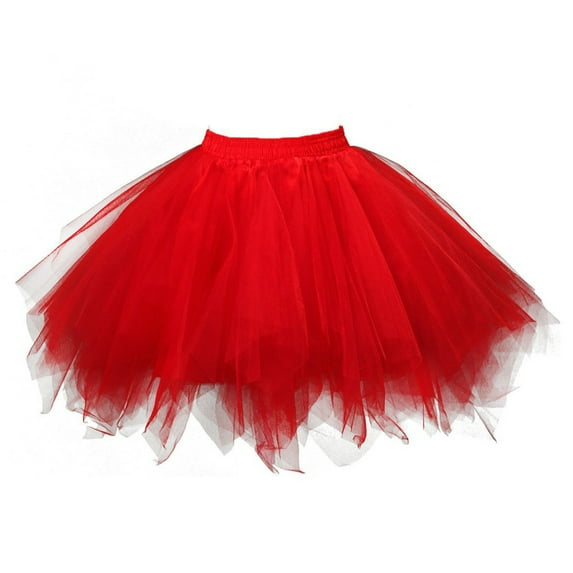 MRULIC skirts for women Womens High Quality Pleated Gauze Short Skirt Adult Tutu Dancing Skirt Red + XL