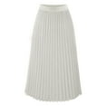 thumbnail image 1 of MRULIC skirts for women Womens Solid Pleated Elegant Midi Elastic Waist Maxi Skirt White + S, 1 of 2