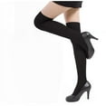 thumbnail image 1 of MRULIC socks for women Womens Girls Fashion Opaque Over Knee Thigh High Elastic Socks New Black + One size, 1 of 3