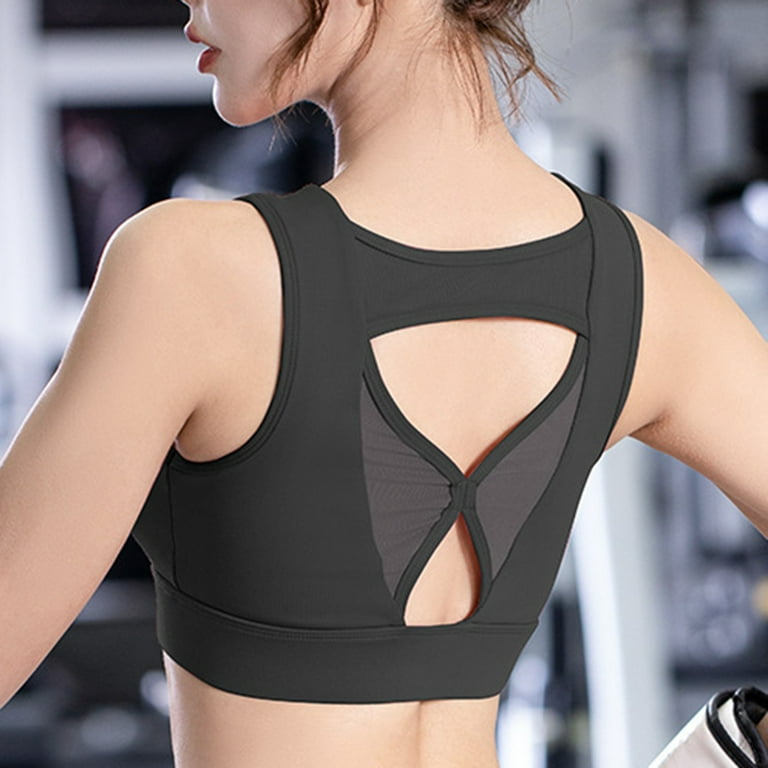 MRULIC sports bras for women Bra Women's Vest Blouse Back Running Outdoor  Yoga Steel Cross Ring No Top Indoor Black + XL