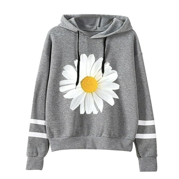 MRULIC sweatshirt for women Womens Long Sleeve Stripe Hoodie Sweatshirt Jumper Hooded Pullover Tops Blouse Women's Hoodies Sweatshirts Grey + XL