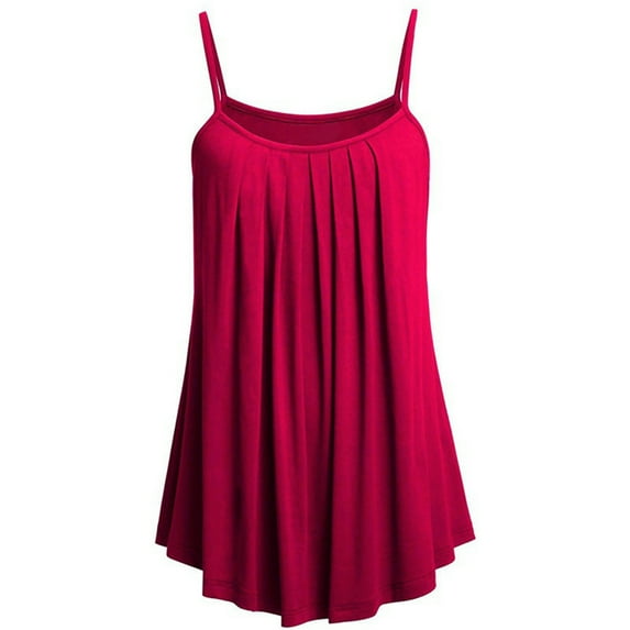 MRULIC tank top for women Summer Women Loose Camisole Ladies Solid Color Tank Tops Plus Size Womens tank tops Red + XL