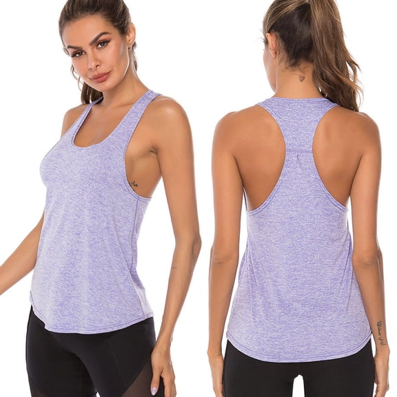 MRULIC tank top for women Women Sport Fitness Tank Top Athletic Undershirt Yoga T-Shirt Quick Dry Vest Womens tank tops Purple   S