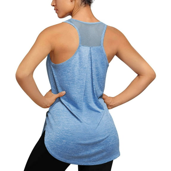 MRULIC tank top for women Women Workout Tops Mesh Racerback Yoga Tank Shirts Gym Running Tops Womens tank tops Blue   S