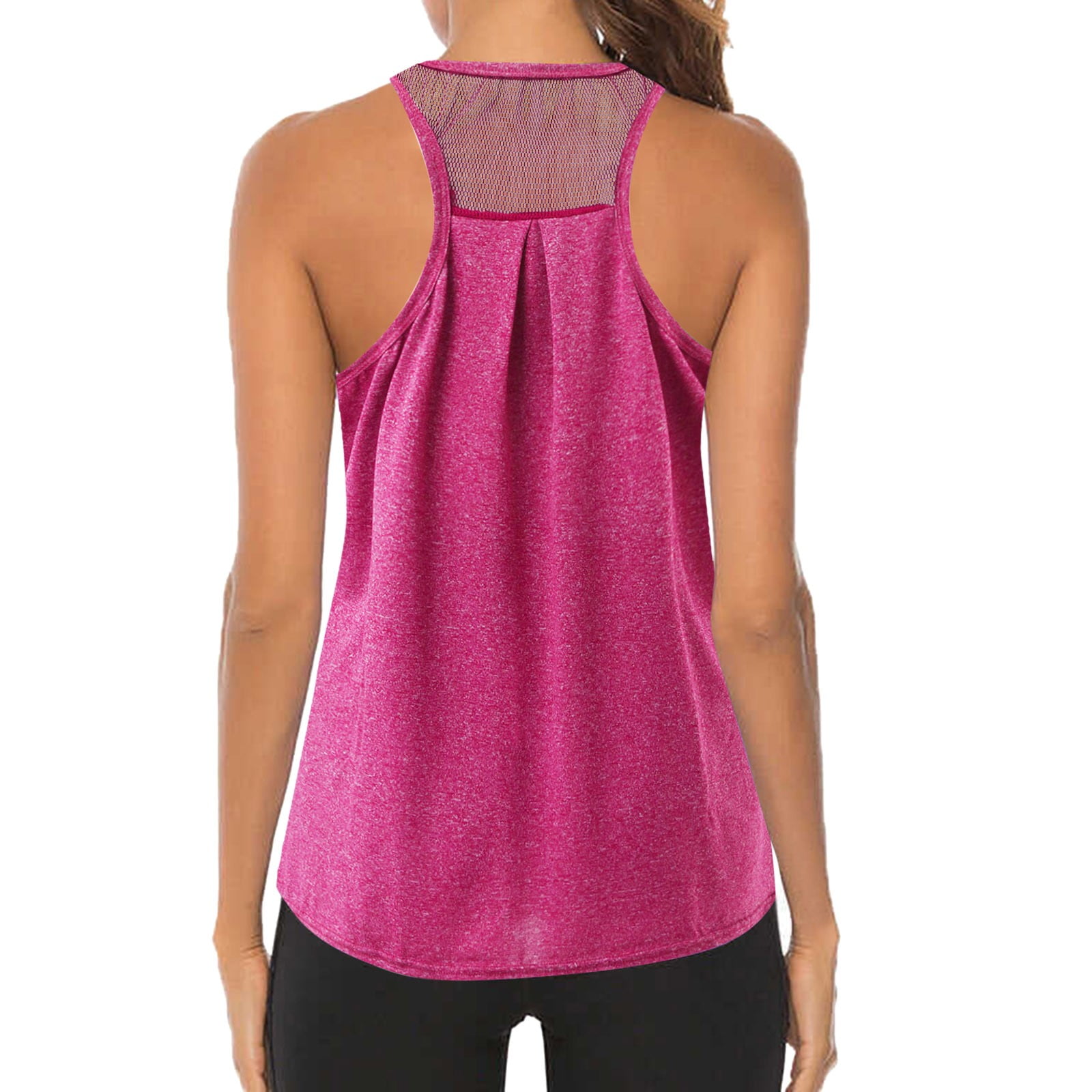 MRULIC tank top for women Women Workout Tops Mesh Racerback Yoga Tank  Shirts Gym Running Tops Womens tank tops Hot Pink + S 
