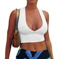 thumbnail image 1 of MRULIC tank top for women Women's Sexy Fashion Sleeveless Deep V-Neck Hollow Out Tight Tank Tops Womens tank tops White + S, 1 of 8