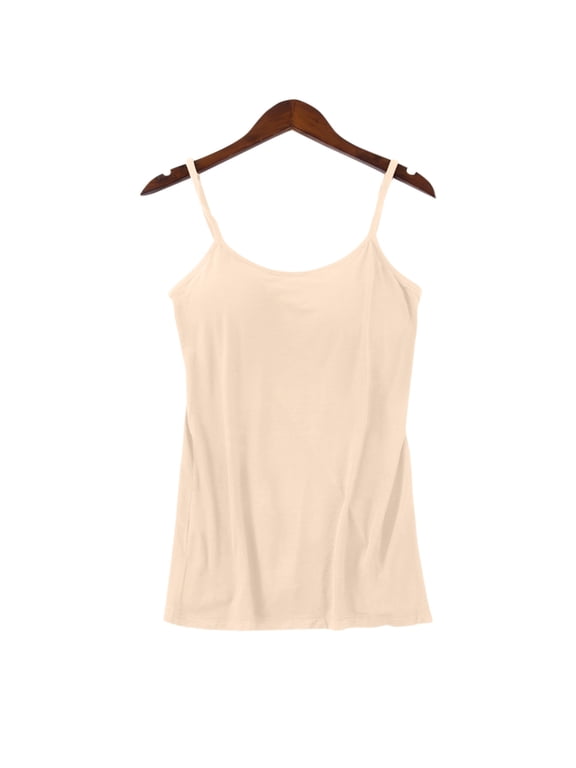 tank top for women Womens Cotton Camisole Adjustable Camisole With Frame Bra Stretch Undershirt Womens tank tops Beige + L