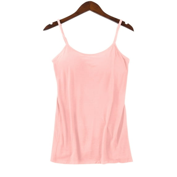 MRULIC tank top for women Womens Cotton Camisole Adjustable Camisole With Frame Bra Stretch Undershirt Womens tank tops Pink + S
