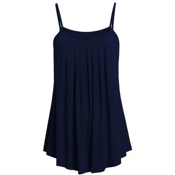 MRULIC tank top for women Summer Women Loose Camisole Ladies Solid Color Tank Tops Plus Size Womens tank tops Navy Blue + XL