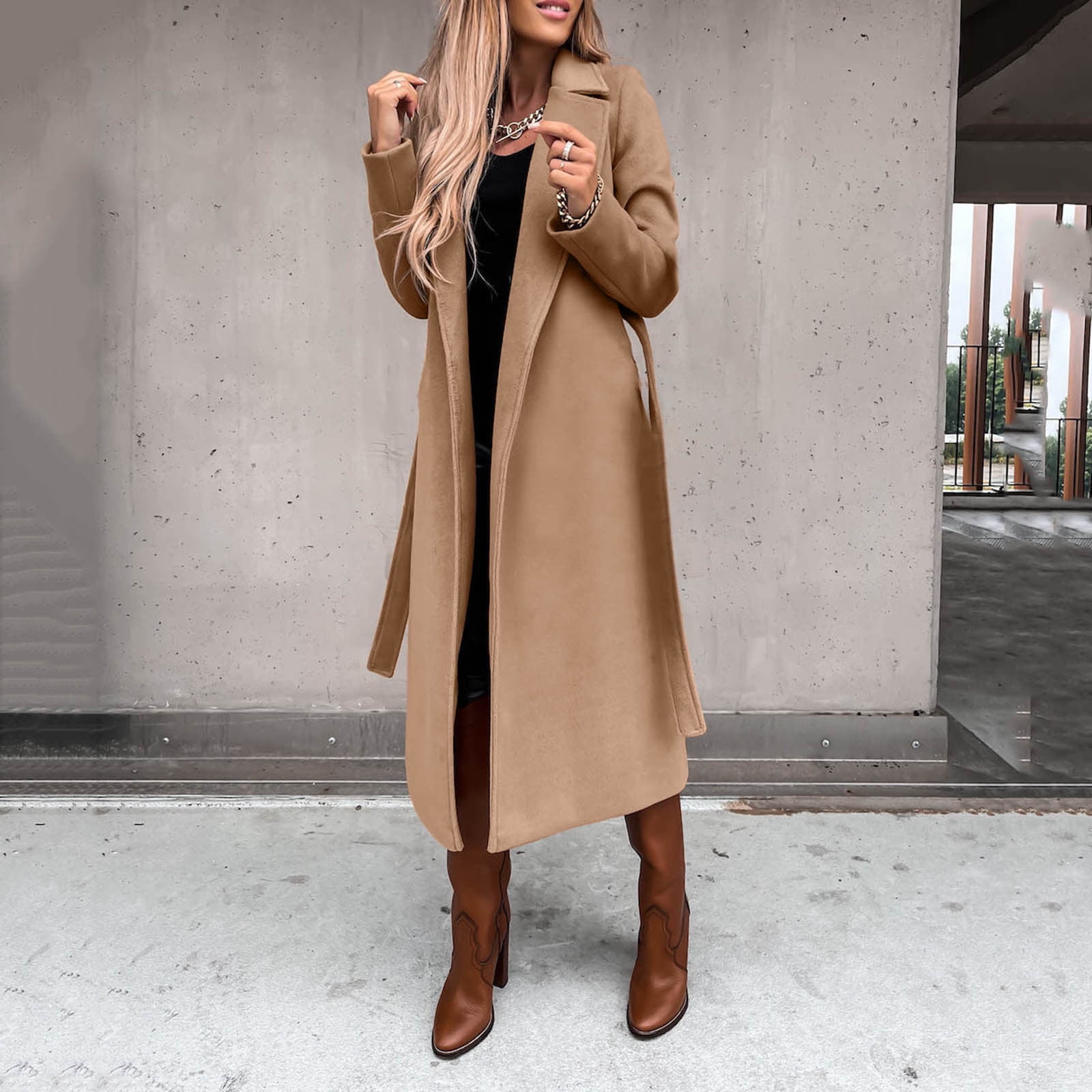 JMETRIE Winter Coats for Womens, Lapel Slim Long Outwear Wool