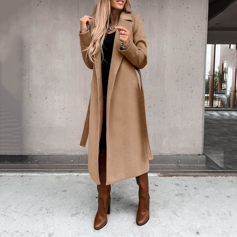 New Womens Winter Woolen Trench Coat Lapel Long Jacket Blazer Suit Slim  Overcoat