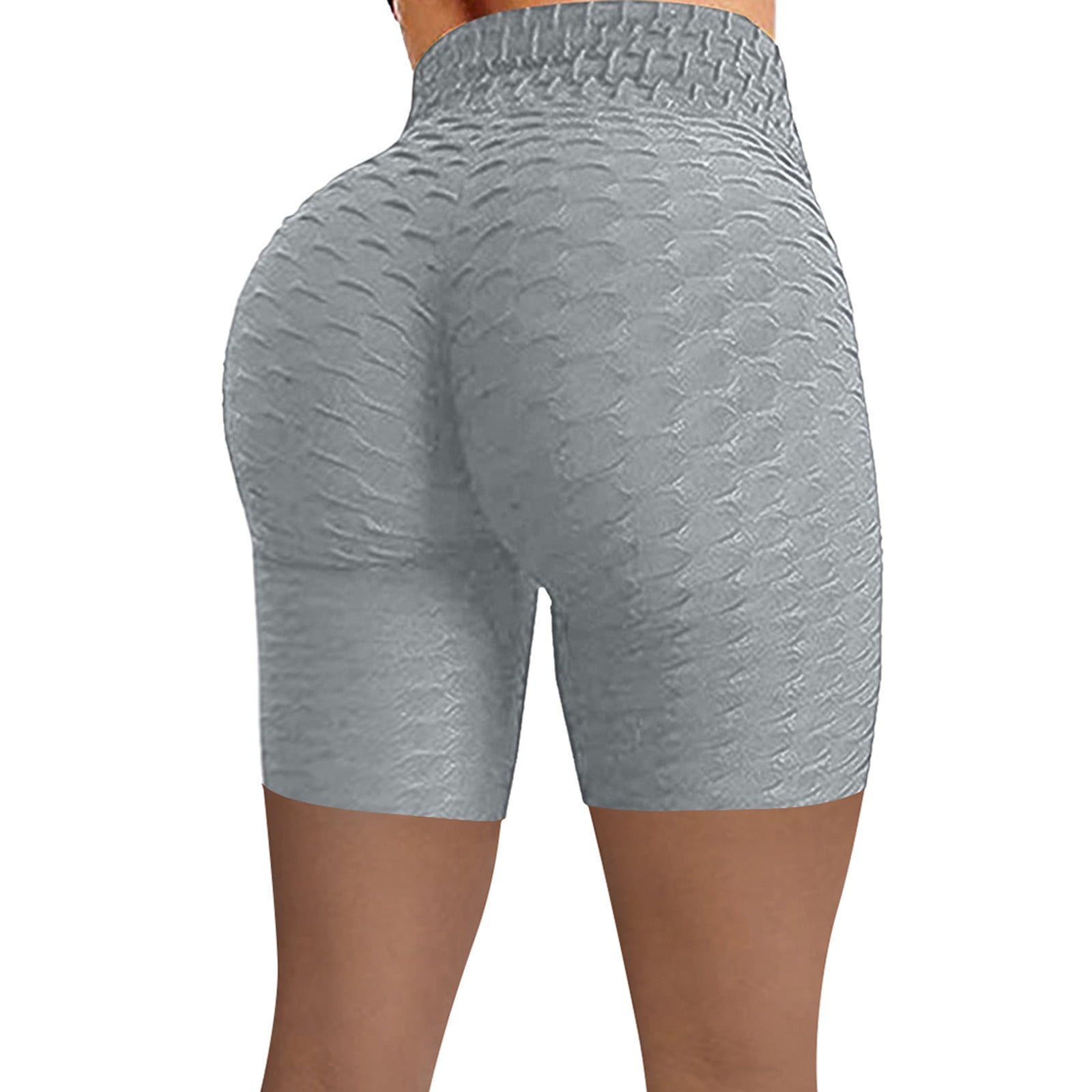 MRULIC yoga pants Shorts Fitness Hip Running High Biker Wrinkled Women Yoga  Waist Pants Stretch Yoga Pants Grey + XXL 