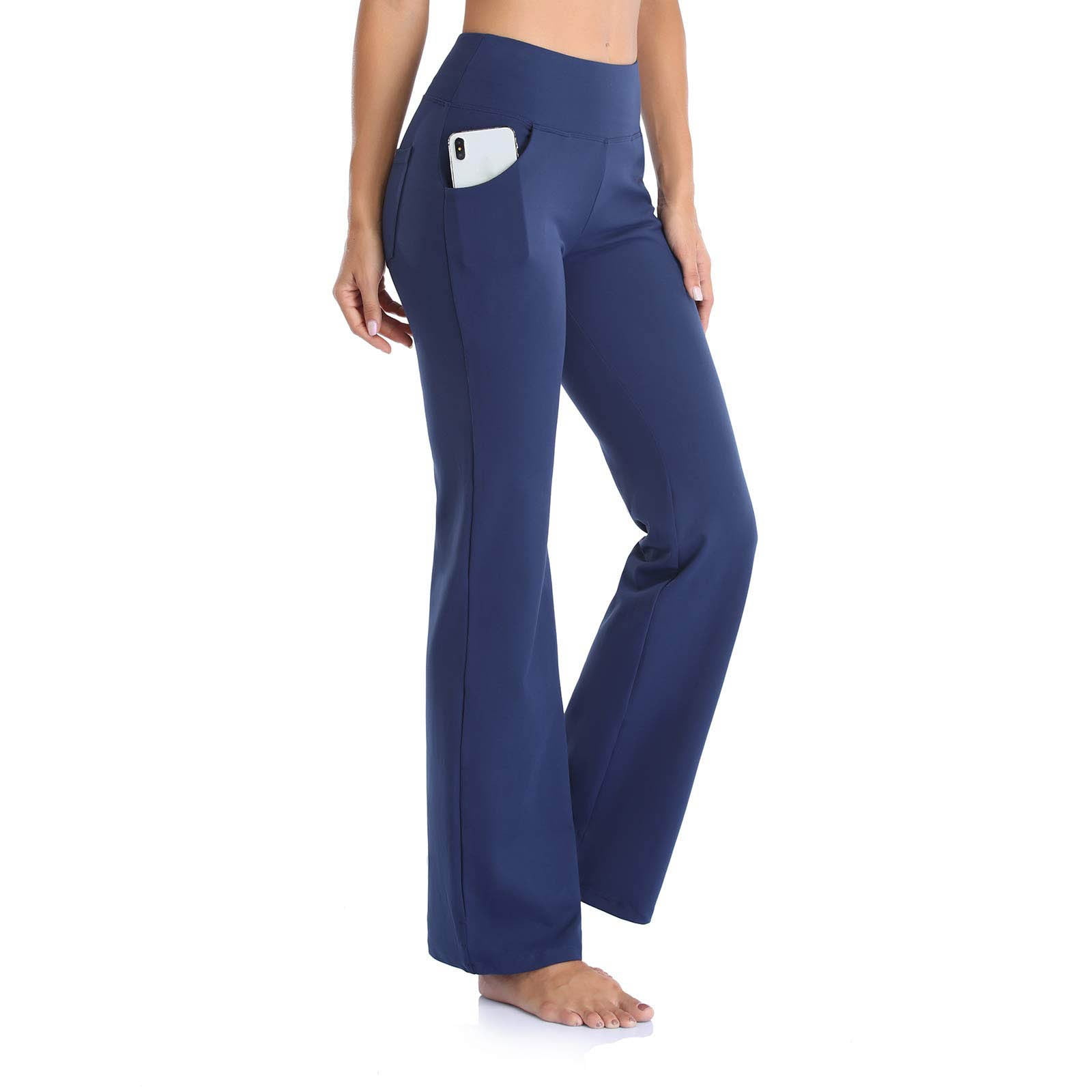 Pocket-style Flared Yoga High-waist Stretch Slimming Pants