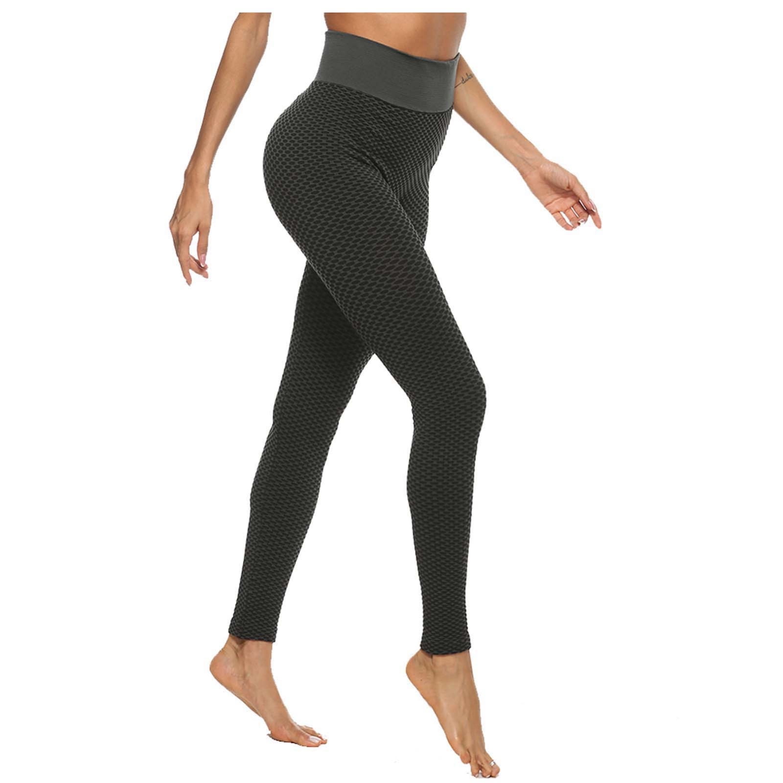 MRULIC yoga pants Women's Lattice Printing High Waist Stretch Strethcy  Fitness Leggings Yoga Pants Dark Grey + L 