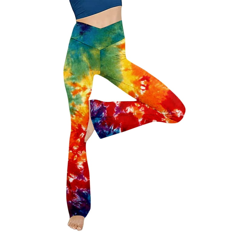 MRULIC yoga pants Women's Plus Size Print Stretch Women's Yoga