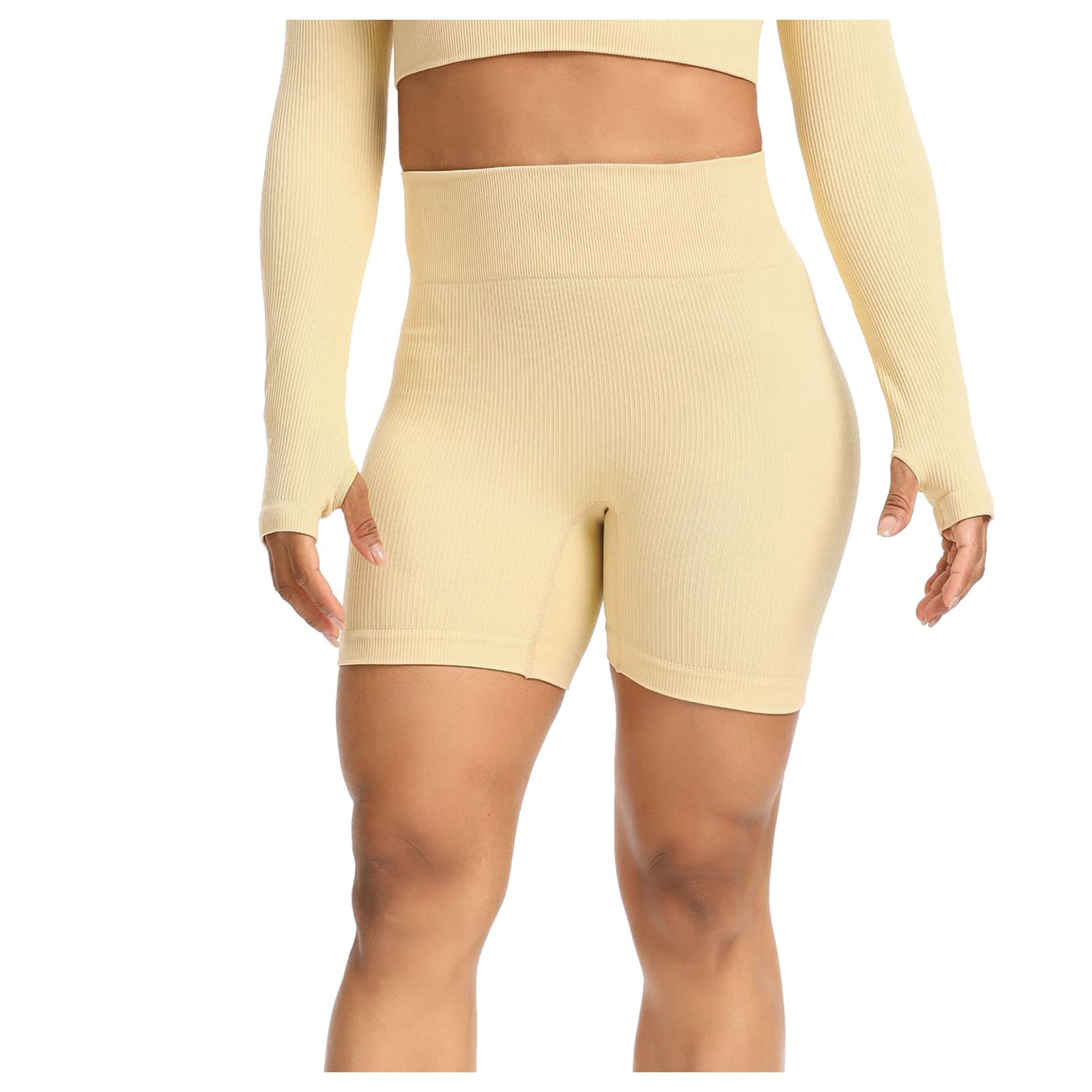MRULIC yoga shorts for women Yoga Fitness Shorts Women Out Leggings Shorts  Athletic Yoga Running Workout Sports Yoga Pants Orange + S