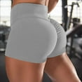thumbnail image 1 of MRULIC yoga shorts for women Womens Ruched Lifting Gym Shorts High Waisted Booty Yoga Shorts Workout Running Twerking Daisy Dukes Shorts Grey + L, 1 of 8