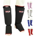thumbnail image 1 of MRX BOXING & FITNESS Muay Thai Shin Guards Kick Boxing Leg & Foot Protector Pad MMA Shin Guard Extra Padding for Men or Women (Black, L/XL), 1 of 5