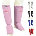 thumbnail image 1 of MRX BOXING & FITNESS Muay Thai Shin Guards Kick Boxing Leg & Foot Protector Pad MMA Shin Guard Extra Padding for Men or Women (Pink, L/XL), 1 of 5