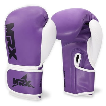 MRX Boxing Gloves Fighting Training Combat Train Workout Sparring Grappling Durable Light Weight Adult Punch Bag Glove Muay Thai Punching Mitts Kickboxing MMA Gloves Men and Women Purple 4oz