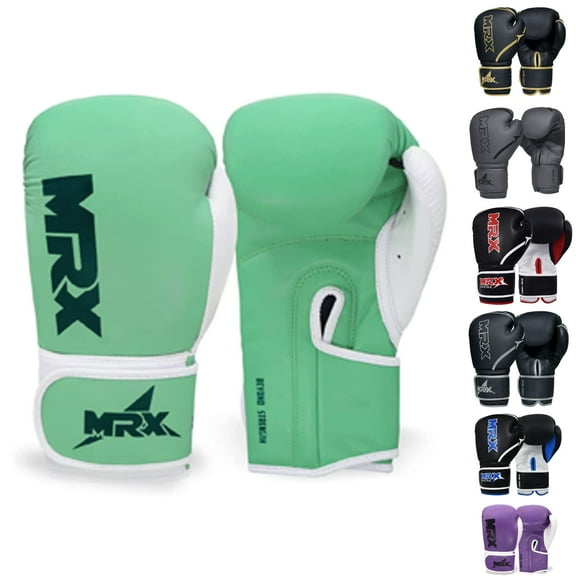 MRX Boxing Gloves Fighting Training Combat Train Workout Sparring Grappling Durable Light Weight Adult Punch Bag Glove Muay Thai Punching Mitts Kickboxing MMA Gloves Men and Women Sea Green 8oz