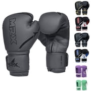 MRX Boxing Gloves Fighting Training Combat Train Workout Sparring Grappling Durable Light Weight Adult Punch Bag Glove Muay Thai Punching Mitts Kickboxing MMA Gloves Men and Women Black 12oz