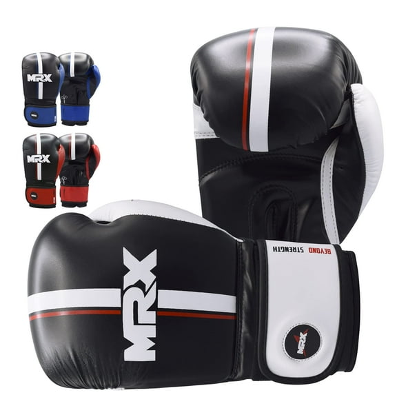 MRX Boxing Gloves for Men Women Boxing Training Gloves Kickboxing Muay Thai Sparring Punching Gloves Kickboxing Gloves Heavy Bag Workout Gloves for Boxing Durable Leather MMA Martial Arts|Black White