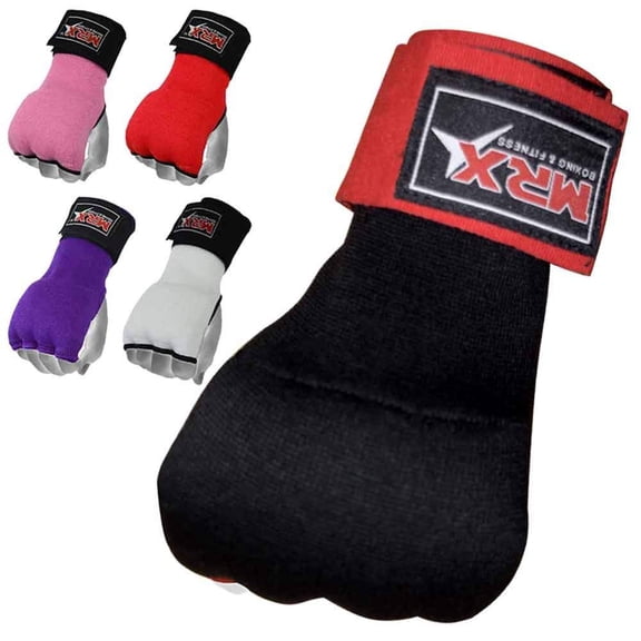 MRX Gel Padded Inner Gloves With Long Wrist Wrap For Wrist Support Multi Colors (Black, Large)