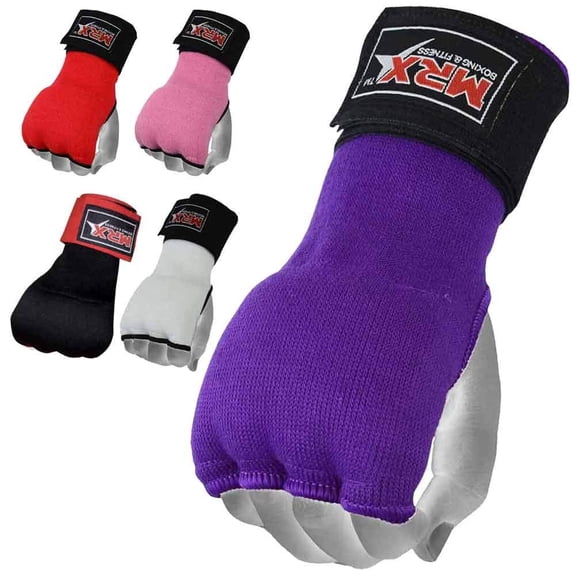 MRX Gel Padded Inner Gloves With Long Wrist Wrap For Wrist Support Multi Colors (Purple, Small)