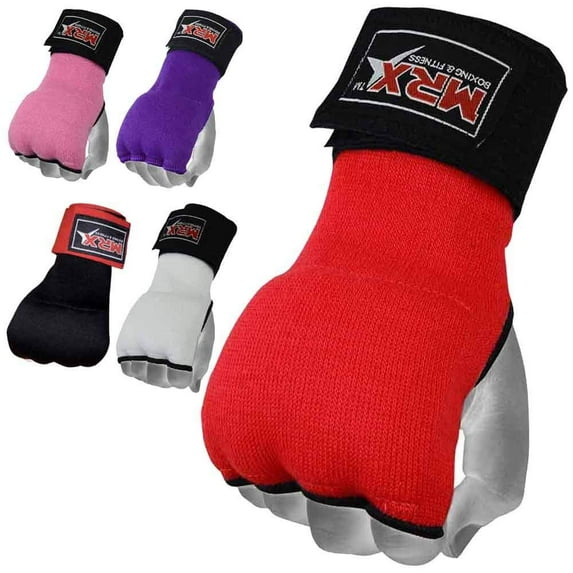 MRX Gel Padded Inner Gloves With Long Wrist Wrap For Wrist Support Multi Colors (Red, Small)