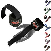 MRX Heavy Cotton Black Weight Lifting Exercise Wraps with Neoprene Padding, One Size (2 Count