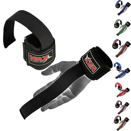 MRX Heavy Cotton Black Weight Lifting Exercise Wraps with Neoprene Padding, One Size (2 Count