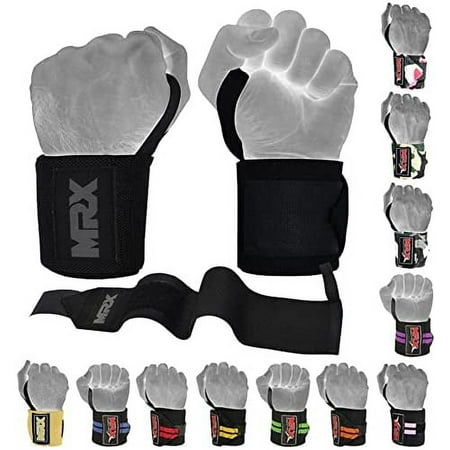 MRX Weight Lifting Wrist Wraps GYM Training Straps Wrist Support While Lifting Crossfit Wrap 18 Inches Long 1 Pair Black