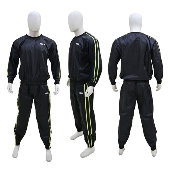 MRX Heavy Duty Sweat SAUNA SUIT Exercise Gym Suit Fitness Weight Loss Slimming MMA Training Black/Green (XXXLarge)