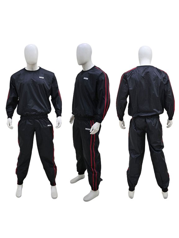 Heavy Duty Sweat SAUNA SUIT Exercise Gym Suit Fitness Weight Loss Slimming MMA Training Black/Red (XXXLarge)