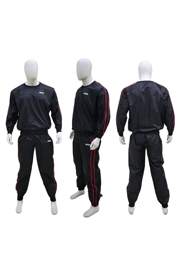 Heavy Duty Sweat SAUNA SUIT Exercise Gym Suit Fitness Weight Loss Slimming MMA Training Black/Red (XXXLarge)